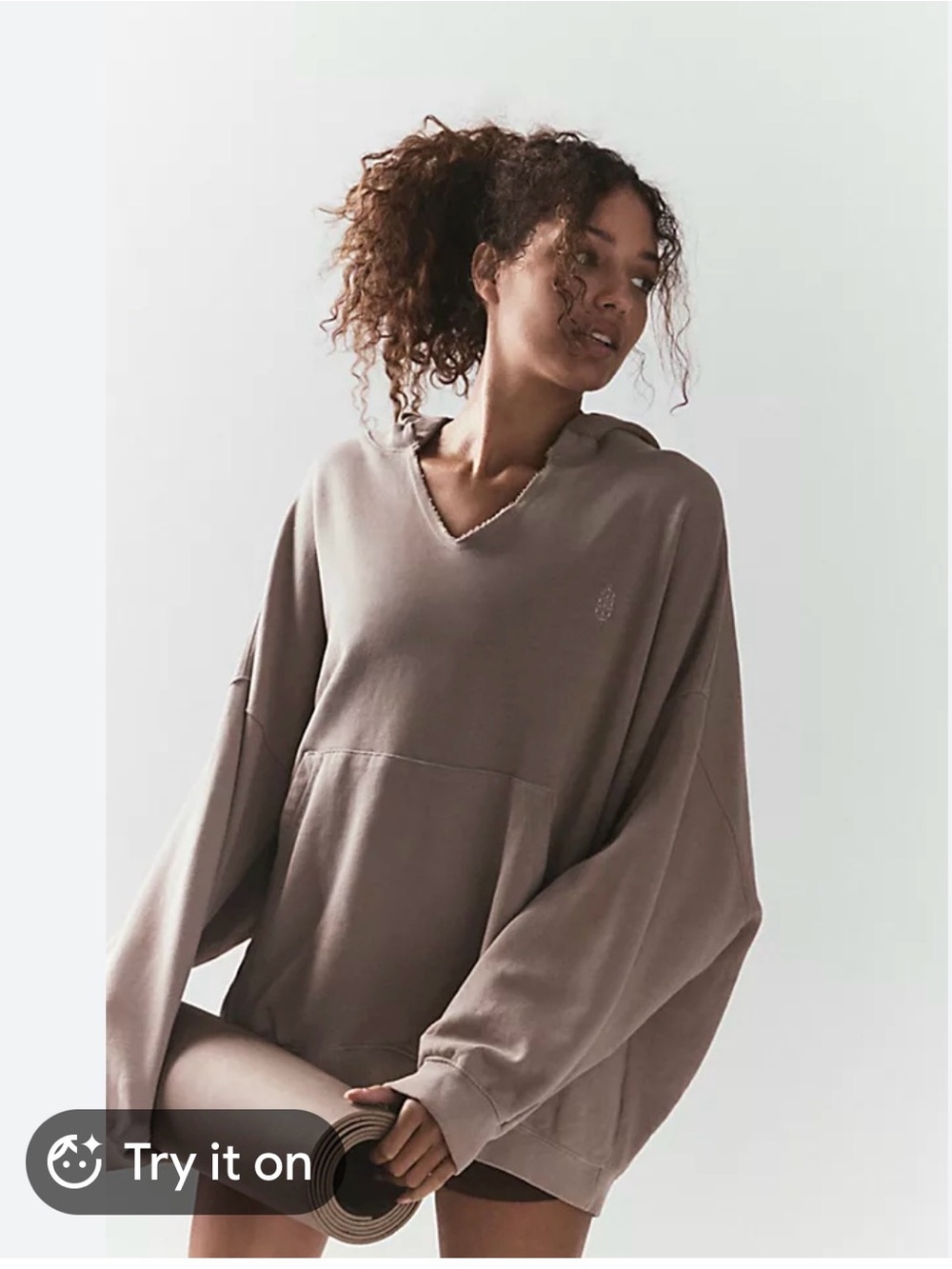 Free People Best of Hoodie Oversized V-Neck Hoodie Sweatshirt